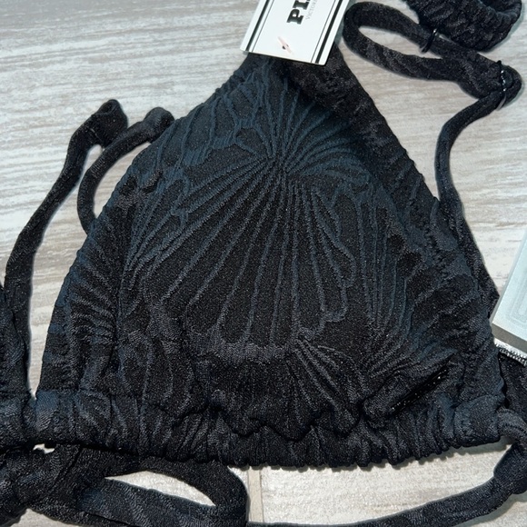 VS Pink Scrunchie Triangle Bikini Top Pure black swim size medium wireless - Picture 8 of 10